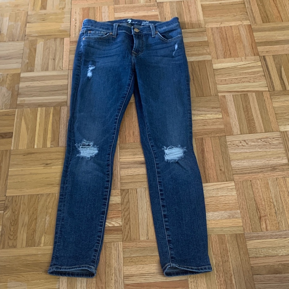7 For All Mankind Distressed Straight Leg Jean - Women’s Size 25 EUC - Picture 2 of 9